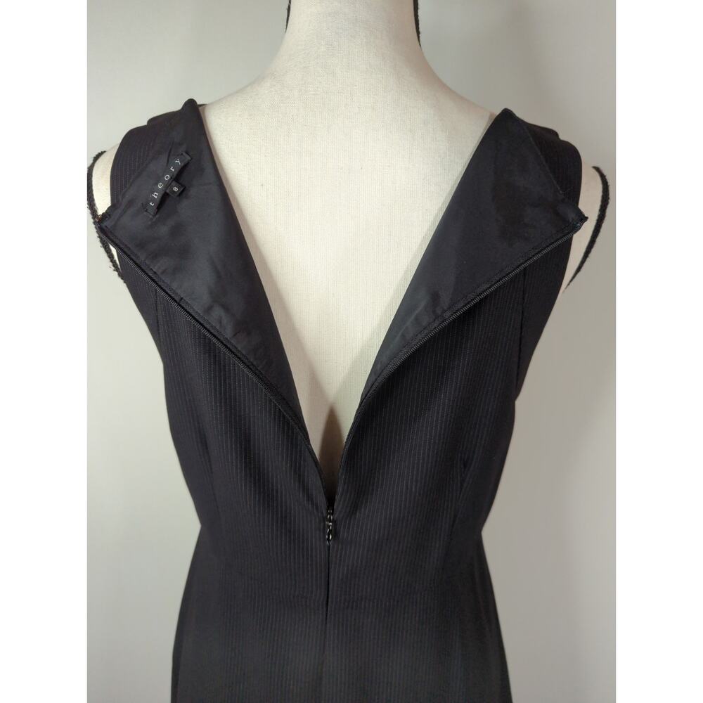 Theory Black Squared Neck‎ Dress Women's Size 8  Academia Preppy Casual - Picture 4 of 8